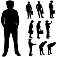Vector silhouette of a fat man N12