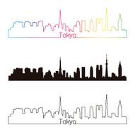 Tokyo skyline linear style with rainbow
