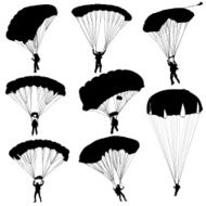 silhouettes parachuting