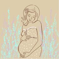 Pregnant woman outdoor illustration