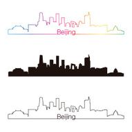 Beijing skyline linear style with rainbow
