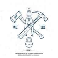 Vintage carpentry tools label and design elements vector