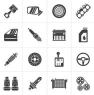 Black Detailed car parts icons
