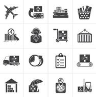 Black Cargo logistic and shipping icons N2