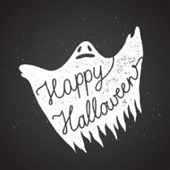 halloween ghost calligraphy label rusty sign