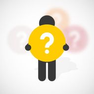 silhouette of a man holds yellow question mark