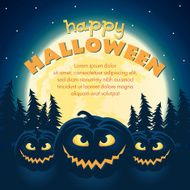 Halloween card with pumpkins and full