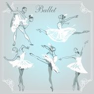 set with sketched ballerina