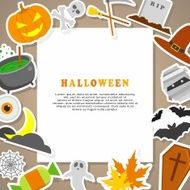 Halloween Background Flat Icons with Frame N2