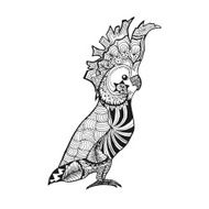 Zentangle stylized cockatoo Sketch for tattoo or t-shirt N2