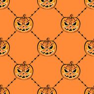 Seamless pattern with a pumpkin Halloween Party design template N3