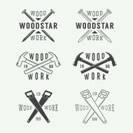 Set of vintage carpentry and mechanic labels emblems
