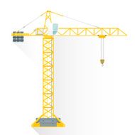 vector flat style yellow tower building crane illustration icon