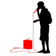 Silhouette of the guy beatbox with a microphone Vector illustr