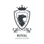 Vector vintage symbol design Eagle crown shield and laurel wreath