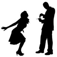 Vector silhouette of couple N350