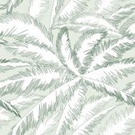 Palm tree leaves outline seamless pattern