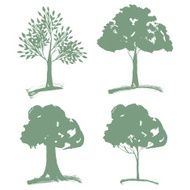 Vector set of different Green Silhouettes Trees Landscapegn N2
