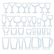 Alcohol drinks glasses set vector illustration