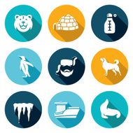 Antarctica icons set Vector Illustration