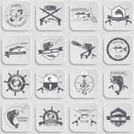 Set of vintage fishing labels badges and design elements N2