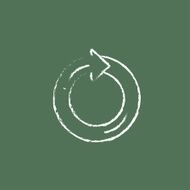 Circular arrow icon drawn in chalk N2