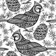 Seamless pattern with birds and cones N2