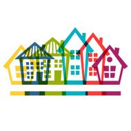 Town background design with cottages and houses N2