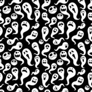 Seamless pattern Of Vintage Happy Halloween flat ghosts Hallow