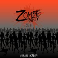 Zombie silhouettes crowd walking forward