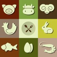 Set of retro food icons N2