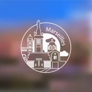 Lineaar round icon of Marseille France Flat one line style N2