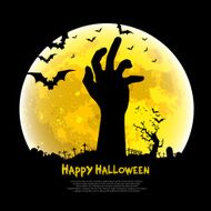 Happy Halloween design with zombie hand bats graves moon N3