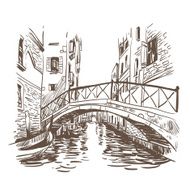 Venice city hand drawn vector illustration