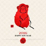 Chinese New Year Greeting Card with Hand Drawn Monkey N2