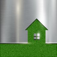 The contour of the house on a grass background