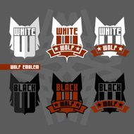 Black wolf and white emblems
