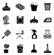 Black Household objects and tools icons