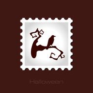 Raven on a branch halloween stamp