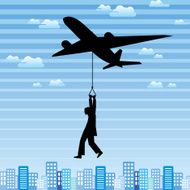 airplane and man in the city