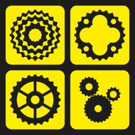 Set of bicycle cogwheels (or gear wheels) Vector illustration