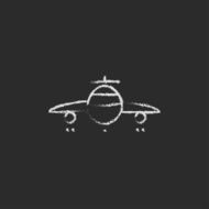 Airplane icon drawn in chalk N2