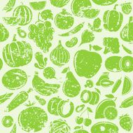 Fruits and Vegetables Retro Styled Grungy Seamless Pattern N2