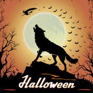 Halloween background with werewolf N4