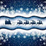 Santa Claus rides in a reindeer sleigh