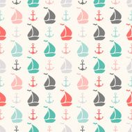 Seamless pattern of anchor and sailboat shape N2