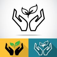 Hands with plant icon