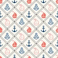 Seamless pattern of anchor sailboat shape in frame