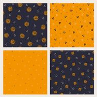 Set of hand drawn Halloween seamless patterns N2