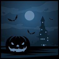 Halloween night background and evil pumpkin N2